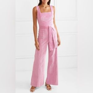 STAUD Travis Belted Cotton-blend Corduroy Jumpsuit - Pink - XS fits like S